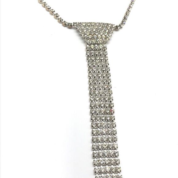 Vintage Clear Rhinestone Art Deco Style High End Ladies Statement Necklace - Picture 5 of 6